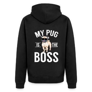 Pug Gifts for Pug Lovers - Unisex Premium Bio Zip Hoodie - Schwarz - Hinten - Nico (187cm)