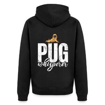 Pug Gifts for Pug Lovers - Unisex Premium Bio Zip Hoodie - Schwarz - Hinten - Nico (187cm)