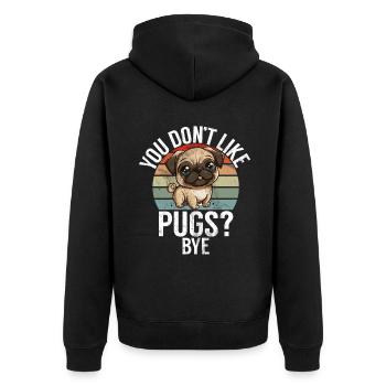 Pug Gifts for Pug Lovers - Unisex Premium Organic Zip Hoodie - black - Back - Nico (187cm)