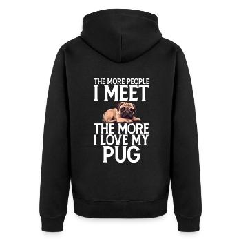 Pug Gifts for Pug Lovers - Unisex Premium Bio Zip Hoodie - Schwarz - Hinten - Nico (187cm)