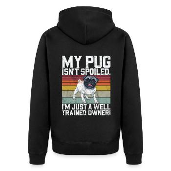 Pug Gifts for Pug Lovers - Unisex Premium Bio Zip Hoodie - Schwarz - Hinten - Nico (187cm)