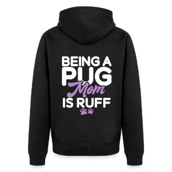 Pug Gifts for Pug Lovers - Unisex Premium Bio Zip Hoodie - Schwarz - Hinten - Nico (187cm)