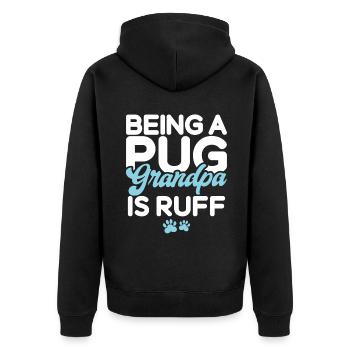 Pug Gifts for Pug Lovers - Unisex Premium Bio Zip Hoodie - Schwarz - Hinten - Nico (187cm)