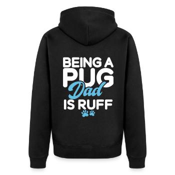 Pug Gifts for Pug Lovers - Unisex Premium Bio Zip Hoodie - Schwarz - Hinten - Nico (187cm)