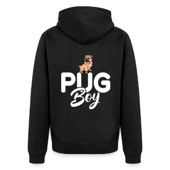 Pug Gifts for Pug Lovers - Unisex Premium Bio Zip Hoodie - Schwarz - Hinten - Nico (187cm)