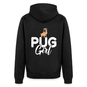Pug Gifts for Pug Lovers - Unisex Premium Bio Zip Hoodie - Schwarz - Hinten - Nico (187cm)