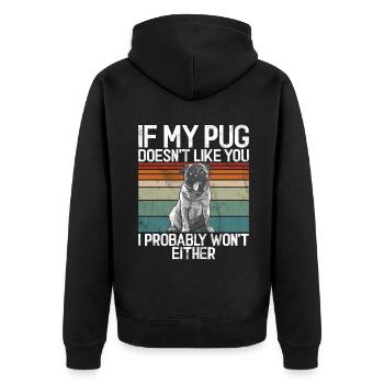 Pug Gifts for Pug Lovers - Unisex Premium Bio Zip Hoodie - Schwarz - Hinten - Nico (187cm)