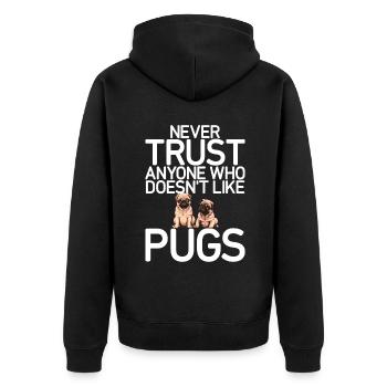 Pug Gifts for Pug Lovers - Unisex Premium Bio Zip Hoodie - Schwarz - Hinten - Nico (187cm)