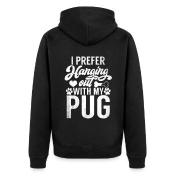 Pug Gifts for Pug Lovers - Unisex Premium Organic Zip Hoodie - black - Back - Nico (187cm)
