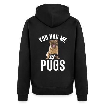 Pug Gifts for Pug Lovers - Unisex Premium Organic Zip Hoodie - black - Back - Nico (187cm)