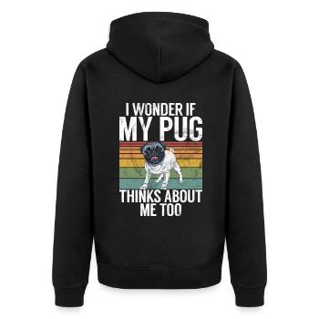 Pug Gifts for Pug Lovers - Unisex Premium Bio Zip Hoodie - Schwarz - Hinten - Nico (187cm)