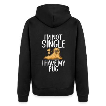 Pug Gifts for Pug Lovers - Unisex Premium Organic Zip Hoodie - black - Back - Nico (187cm)