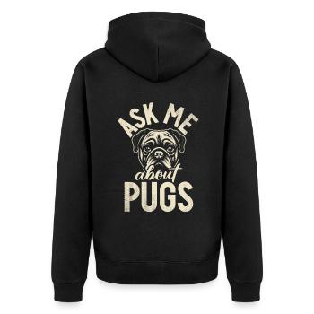 Pug Gifts for Pug Lovers - Unisex Premium Organic Zip Hoodie - black - Back - Nico (187cm)