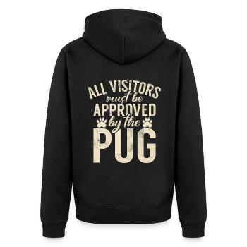 Pug Gifts for Pug Lovers - Unisex Premium Bio Zip Hoodie - Schwarz - Hinten - Nico (187cm)