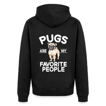 Pug Gifts for Pug Lovers - Unisex Premium Organic Zip Hoodie - black - Back - Nico (187cm)