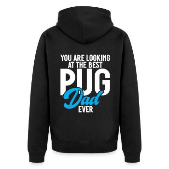 Pug Gifts for Pug Lovers - Unisex Premium Organic Zip Hoodie - black - Back - Nico (187cm)
