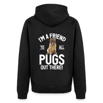 Pug Gifts for Pug Lovers - Unisex Premium Bio Zip Hoodie - Schwarz - Hinten - Nico (187cm)