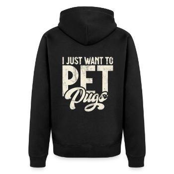 Pug Gifts for Pug Lovers - Unisex Premium Bio Zip Hoodie - Schwarz - Hinten - Nico (187cm)