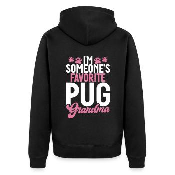 Pug Gifts for Pug Lovers - Unisex Premium Bio Zip Hoodie - Schwarz - Hinten - Nico (187cm)