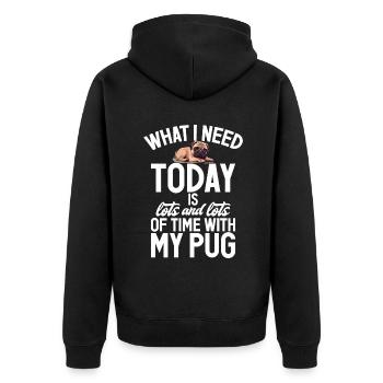 Pug Gifts for Pug Lovers - Unisex Premium Organic Zip Hoodie - black - Back - Nico (187cm)