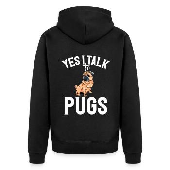 Pug Gifts for Pug Lovers - Unisex Premium Organic Zip Hoodie - black - Back - Nico (187cm)