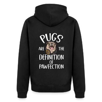 Pug Gifts for Pug Lovers - Unisex Premium Organic Zip Hoodie - black - Back - Nico (187cm)