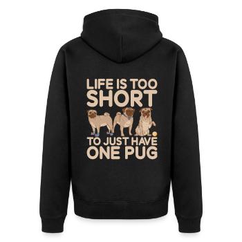Pug Gifts for Pug Lovers - Unisex Premium Bio Zip Hoodie - Schwarz - Hinten - Nico (187cm)