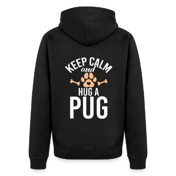 Pug Gifts for Pug Lovers - Unisex Premium Organic Zip Hoodie - black - Back - Nico (187cm)