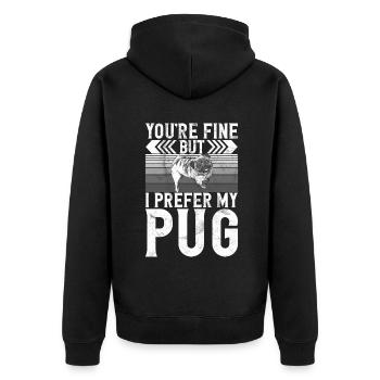 Pug Gifts for Pug Lovers - Unisex Premium Bio Zip Hoodie - Schwarz - Hinten - Nico (187cm)