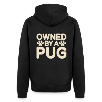 Pug Gifts for Pug Lovers - Unisex Premium Bio Zip Hoodie - Schwarz - Hinten - Nico (187cm)