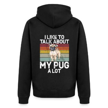 Pug Gifts for Pug Lovers - Unisex Premium Organic Zip Hoodie - black - Back - Nico (187cm)