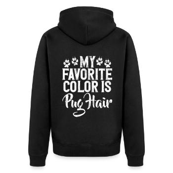 Pug Gifts for Pug Lovers - Unisex Premium Bio Zip Hoodie - Schwarz - Hinten - Nico (187cm)