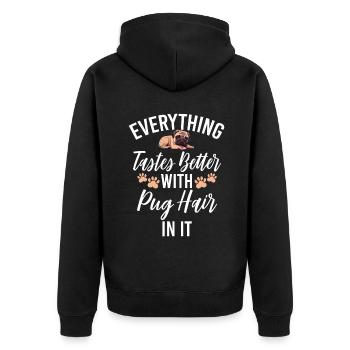 Pug Gifts for Pug Lovers - Unisex Premium Bio Zip Hoodie - Schwarz - Hinten - Nico (187cm)