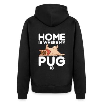Pug Gifts for Pug Lovers - Unisex Premium Bio Zip Hoodie - Schwarz - Hinten - Nico (187cm)