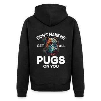 Pug Gifts for Pug Lovers - Unisex Premium Bio Zip Hoodie - Schwarz - Hinten - Nico (187cm)