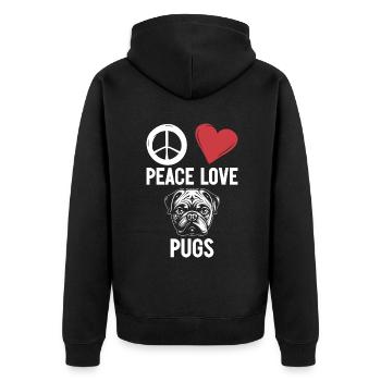 Pug Gifts for Pug Lovers - Unisex Premium Bio Zip Hoodie - Schwarz - Hinten - Nico (187cm)