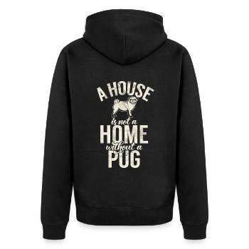 Pug Gifts for Pug Lovers - Unisex Premium Bio Zip Hoodie - Schwarz - Hinten - Nico (187cm)