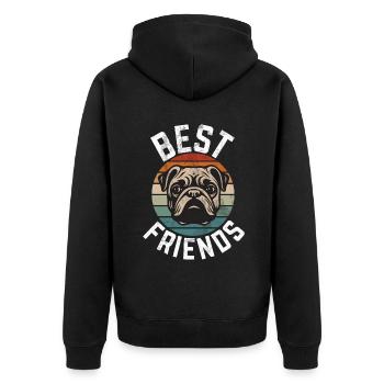 Pug Gifts for Pug Lovers - Unisex Premium Bio Zip Hoodie - Schwarz - Hinten - Nico (187cm)