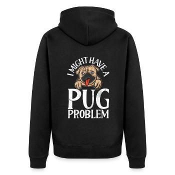 Pug Gifts for Pug Lovers - Unisex Premium Bio Zip Hoodie - Schwarz - Hinten - Nico (187cm)