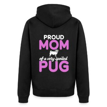 Pug Gifts for Pug Lovers - Unisex Premium Bio Zip Hoodie - Schwarz - Hinten - Nico (187cm)