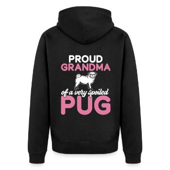 Pug Gifts for Pug Lovers - Unisex Premium Organic Zip Hoodie - black - Back - Nico (187cm)