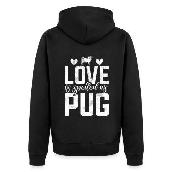 Pug Gifts for Pug Lovers - Unisex Premium Organic Zip Hoodie - black - Back - Nico (187cm)