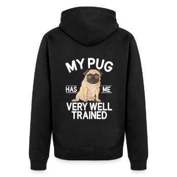 Pug Gifts for Pug Lovers - Unisex Premium Organic Zip Hoodie - black - Back - Nico (187cm)