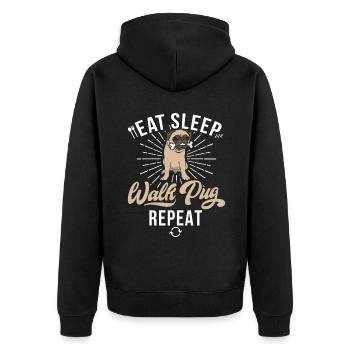 Pug Gifts for Pug Lovers - Unisex Premium Organic Zip Hoodie - black - Back - Nico (187cm)