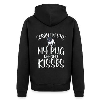 Pug Gifts for Pug Lovers - Unisex Premium Organic Zip Hoodie - black - Back - Nico (187cm)
