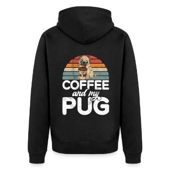 Pug Gifts for Pug Lovers - Unisex Premium Organic Zip Hoodie - black - Back - Nico (187cm)