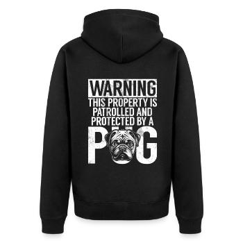 Pug Gifts for Pug Lovers - Unisex Premium Bio Zip Hoodie - Schwarz - Hinten - Nico (187cm)