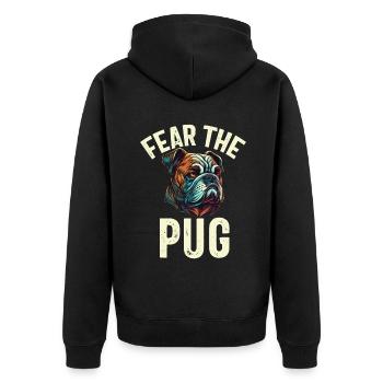 Pug Gifts for Pug Lovers - Unisex Premium Bio Zip Hoodie - Schwarz - Hinten - Nico (187cm)