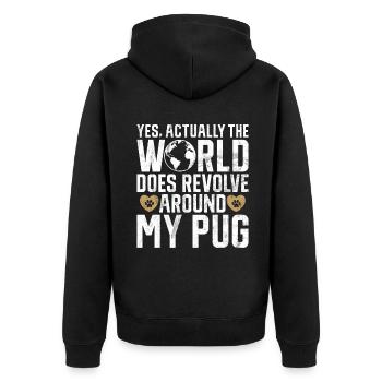 Pug Gifts for Pug Lovers - Unisex Premium Bio Zip Hoodie - Schwarz - Hinten - Nico (187cm)