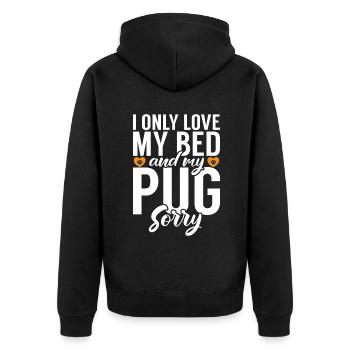 Pug Gifts for Pug Lovers - Unisex Premium Organic Zip Hoodie - black - Back - Nico (187cm)